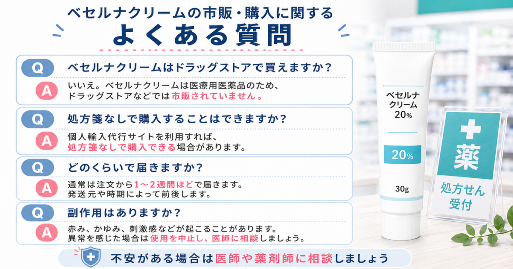 ベセルナクリームの市販・購入に関するよくある質問