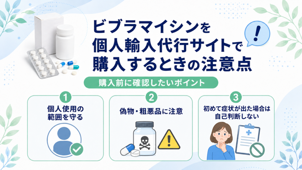 ビブラマイシンを個人輸入代行サイトで購入するときの注意点